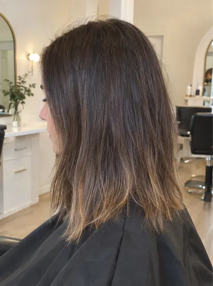 Before: flat, faded brunette hair